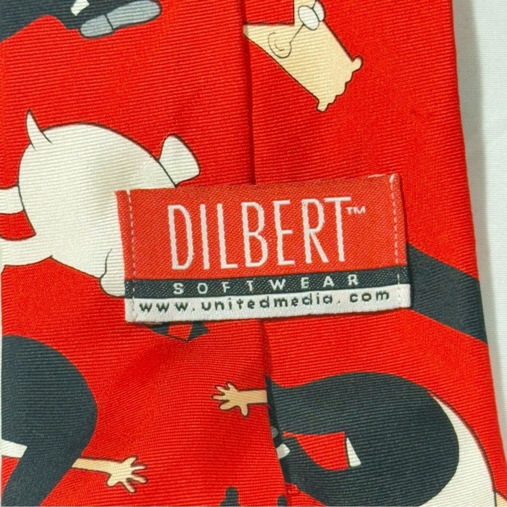 Dilbert Red Cartoon Character Silk Necktie Made in USA 59" long - Picture 3 of 5